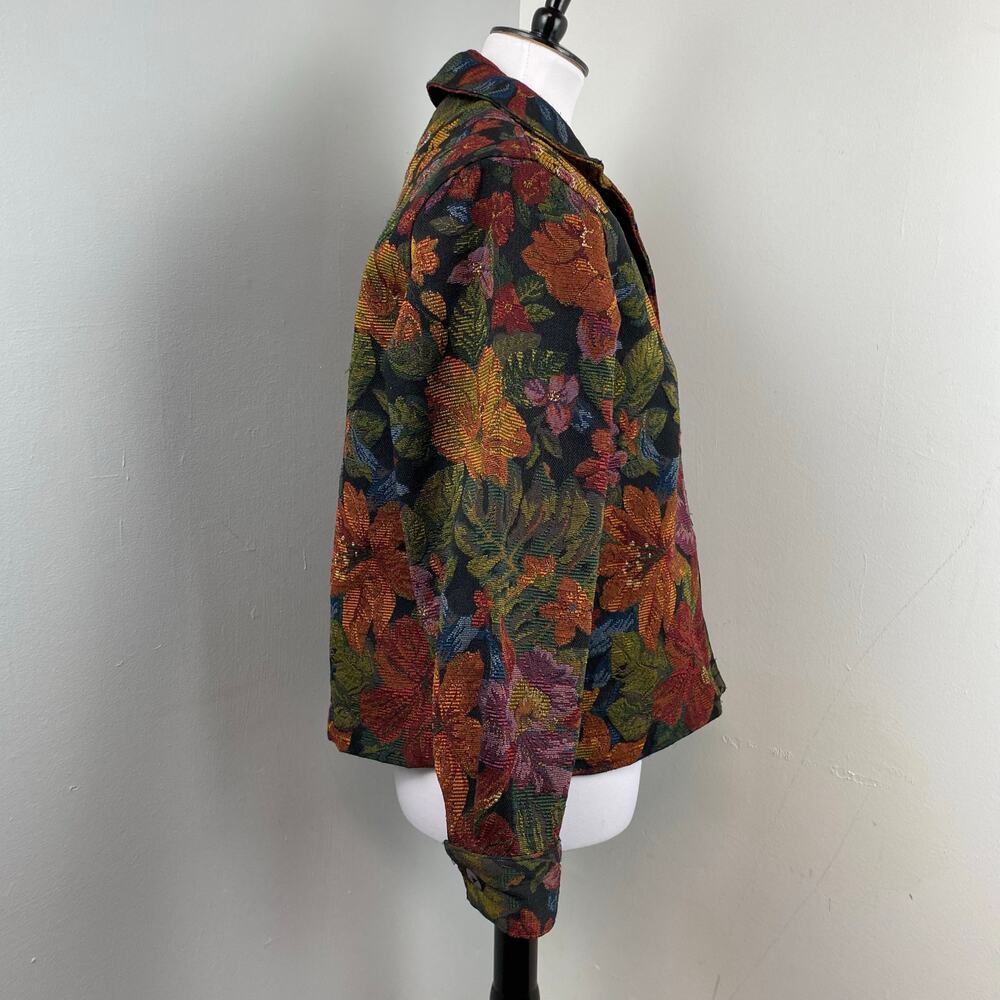 Vintage Touch O’ Blue Floral Earthy Boho Tapestry Chore Jacket Small - Picture 4 of 10